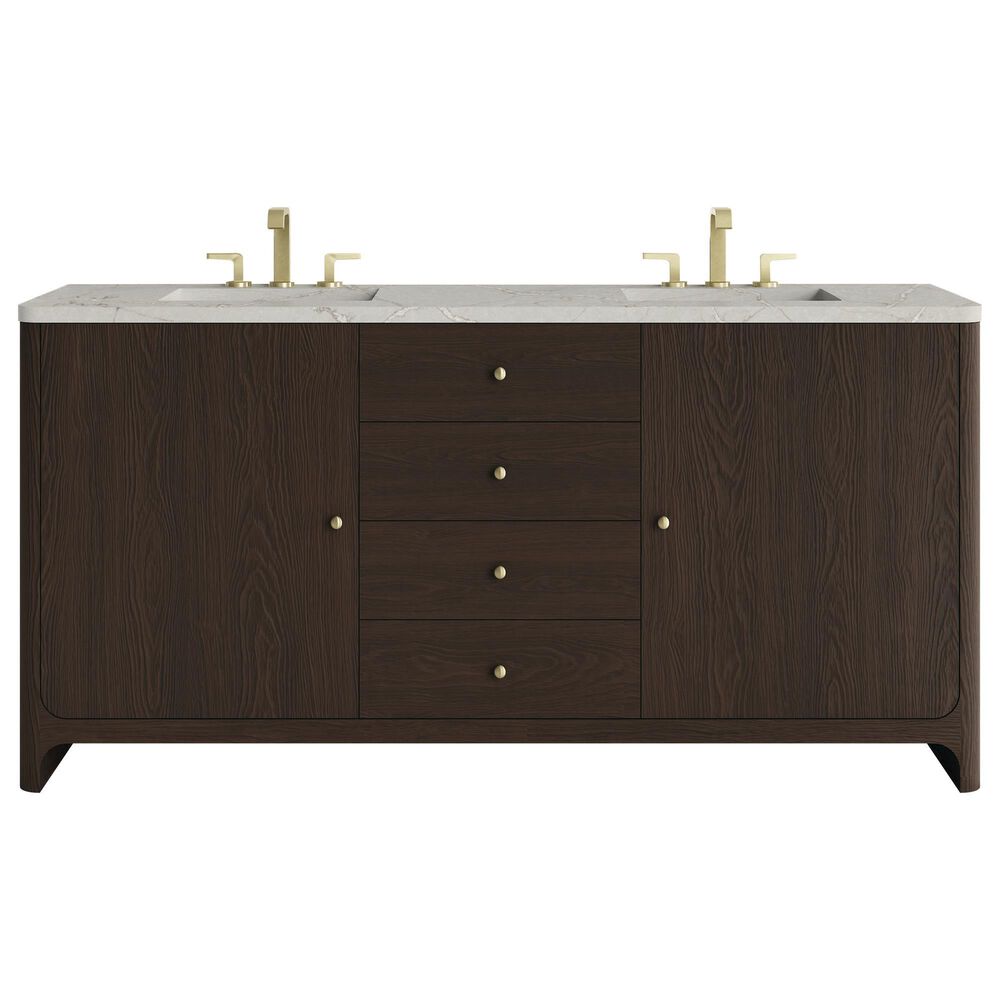 James Martin Vanities Gracyn 72" Double Bathroom Vanity in Sable with 3 cm Victorian Silver Quartz Top, Rectangular Sinks and FreePower Wireless Charger, , large