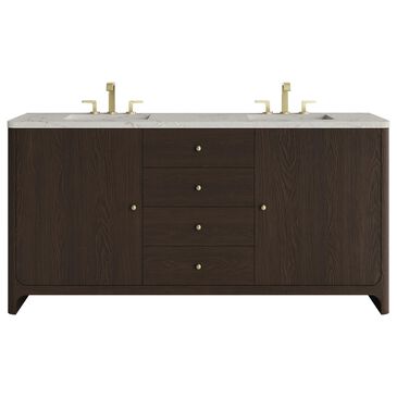 James Martin Vanities Gracyn 72" Double Bathroom Vanity in Sable with 3 cm Victorian Silver Quartz Top, Rectangular Sinks and FreePower Wireless Charger, , large