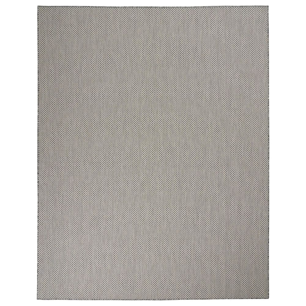 Nourison Courtyard Ivory and Charcoal 8" x 10" Indoor/Outdoor Area Rug, , large