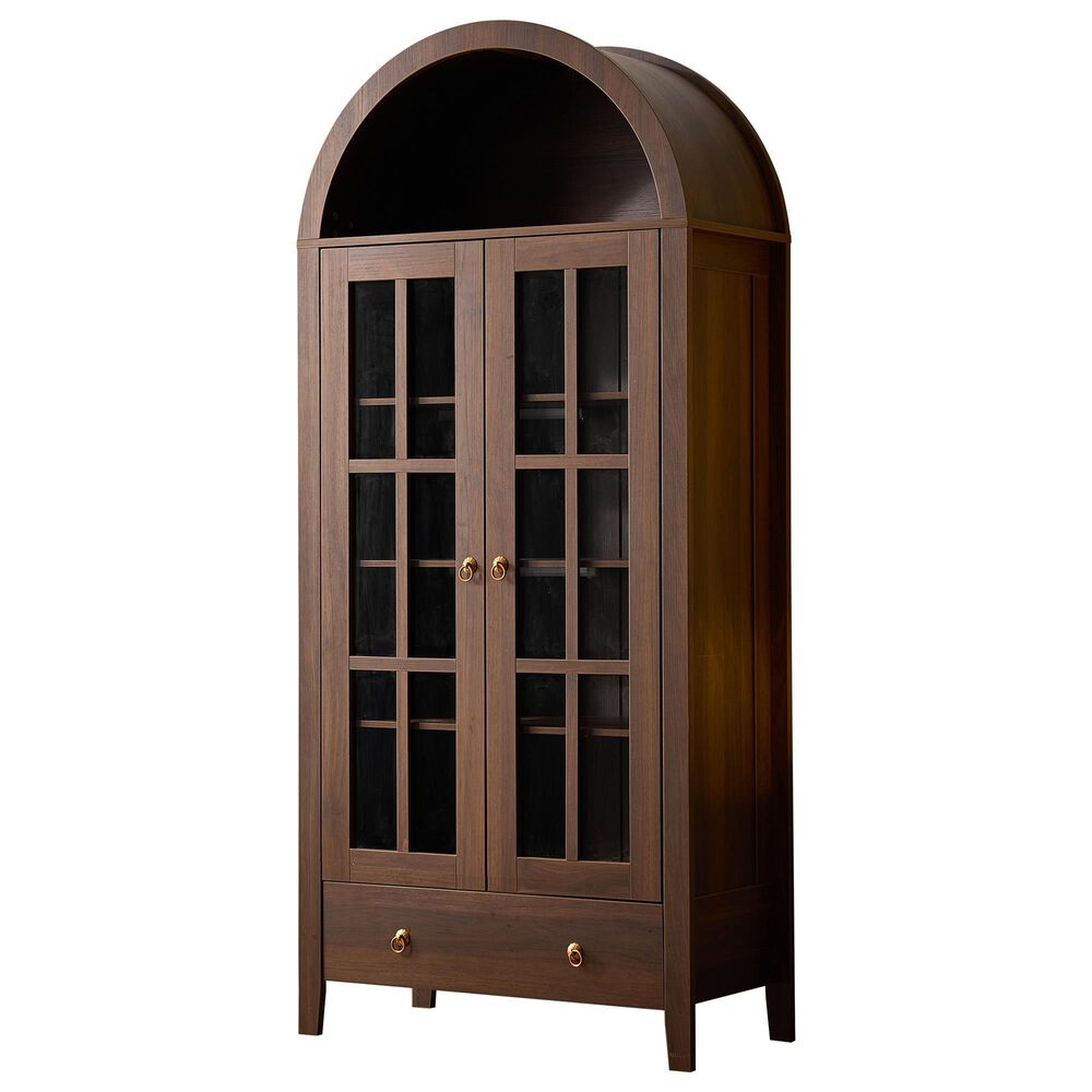 HOMLUX 71" Arched Curved Storage Cabinet in Walnut, , large