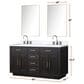 Lexora Home Abbey 60" Double Bathroom Vanity in Black Oak with 2 cm White Carrara Marble Top, Rectangular Sinks and 28" Mirrors, , large