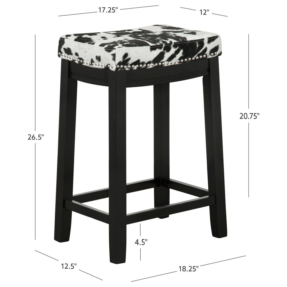 Linon Home Decor Claridge Counter Stool with Black Cow Print Cushion in Black, , large