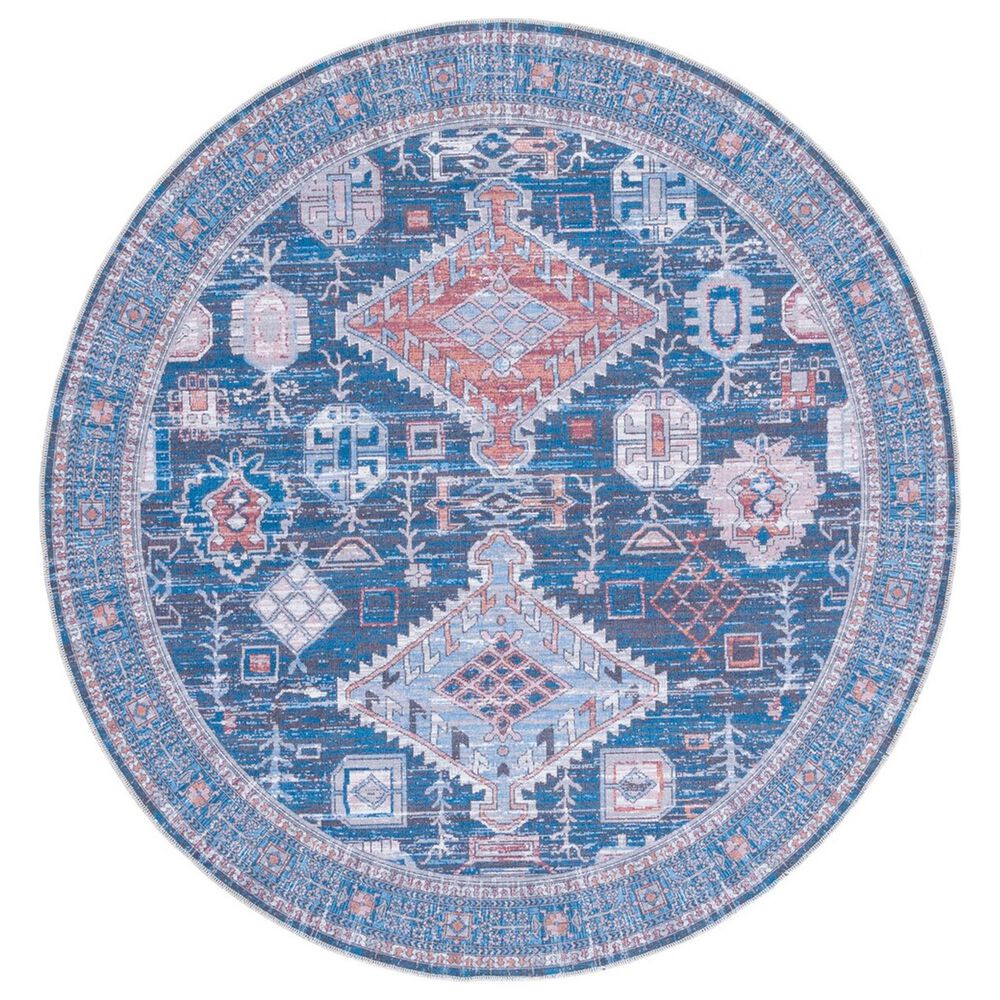Safavieh Serapi Bohemian 6"7" Round Blue and Ivory Area Rug, , large