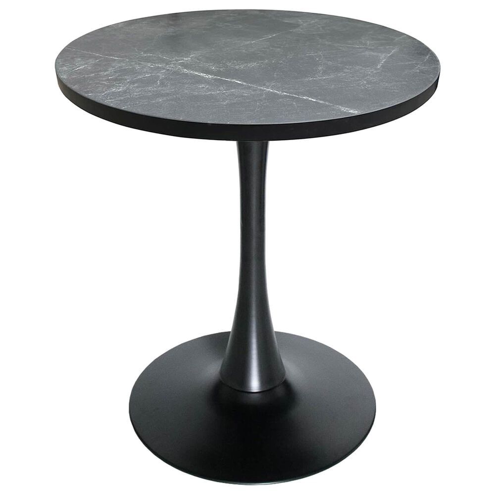 Leisuremod LeisureMod Bristol Dining table, Black Base with 27 Round Marbleized Black MDF top, , large
