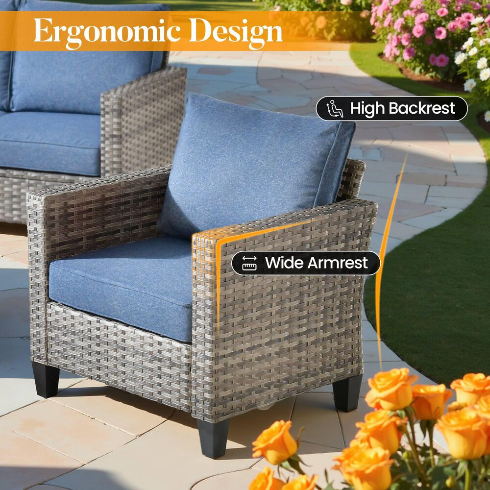 HOMLUX 10-Piece Patio Seating Bundle in Denim Blue, , large