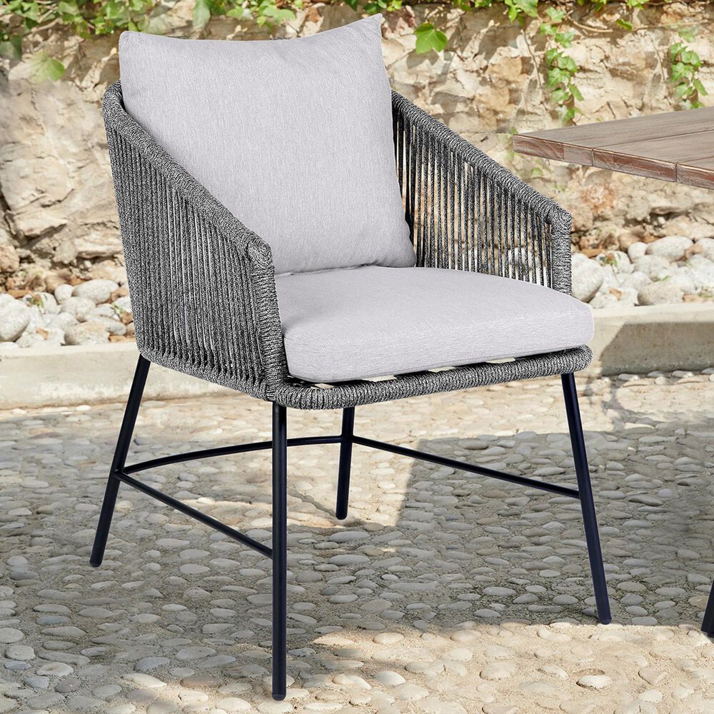 Blue River Ditas Outdoor Dining Chair with Grey Cushions in Black, , large