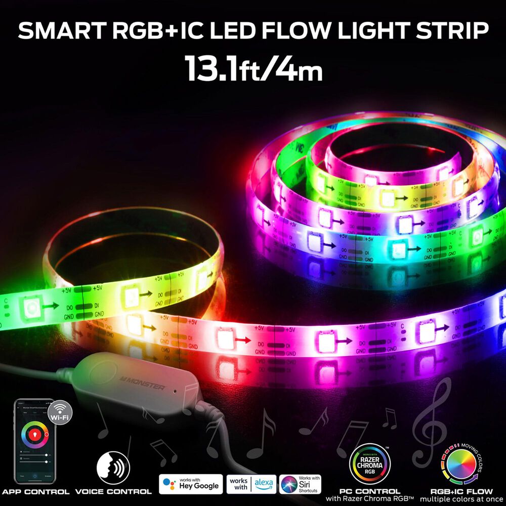 Jem Accessories Smart Sound Reactive Multicolor Flow Effect LED Light Strip in White, , large