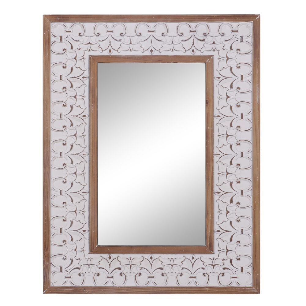 Maple and Jade 28" x 36" Wall Mirror in White and Brown, , large