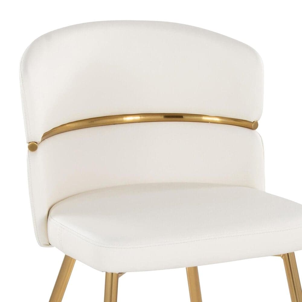 LumiSource Cinch Side Chair with White Faux Leather Cushion in Gold (Set of 2), , large