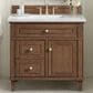 James Martin Vanities Lorelai 36" Single Vanity in Mid-Century Walnut with 3 CM White Zeus Quartz Top, , large