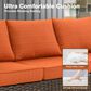 HOMLUX 6-Piece Patio Conversation Set with Loveseat and Light Brown Wicker in Orange Red, , large