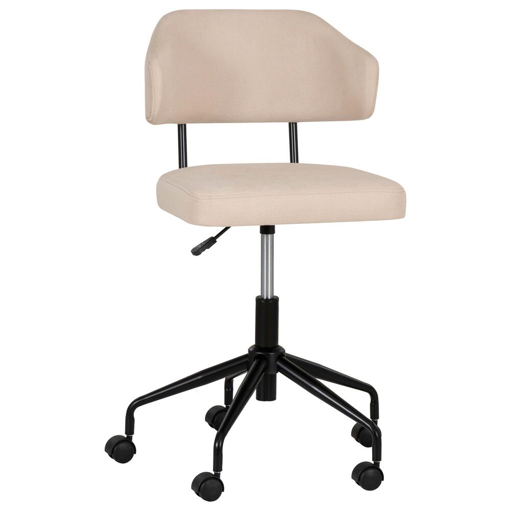 Linon Home Decor Tristan Swivel Office Chair with Beige Cushion in Black, , large
