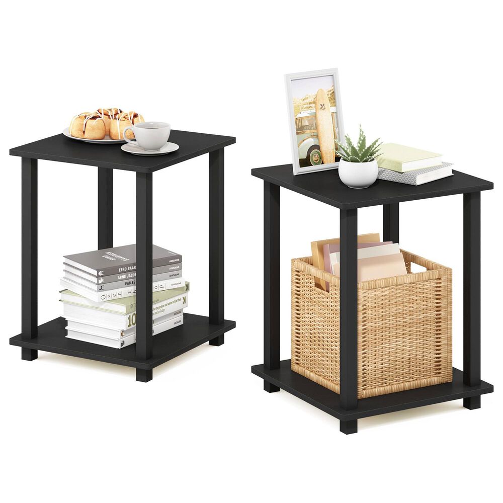 HOMLUX 2-Tier End Table in Americano and Black (Set of 2), , large