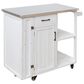 Hearth and Haven Outdoor Kitchen Island Cart with Stainless Steel Top, Towel and Spice Racks in White, , large