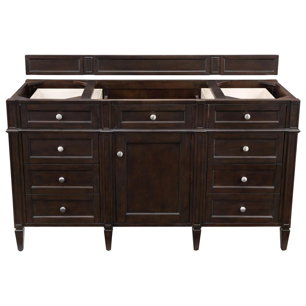 James Martin Vanities Brittany 60" Single Bathroom Vanity in Burnished Mahogany with 3 cm Carrara White Marble Top and Rectangle Sink, , large