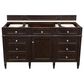 James Martin Vanities Brittany 60" Single Bathroom Vanity in Burnished Mahogany with 3 cm Carrara White Marble Top and Rectangle Sink, , large