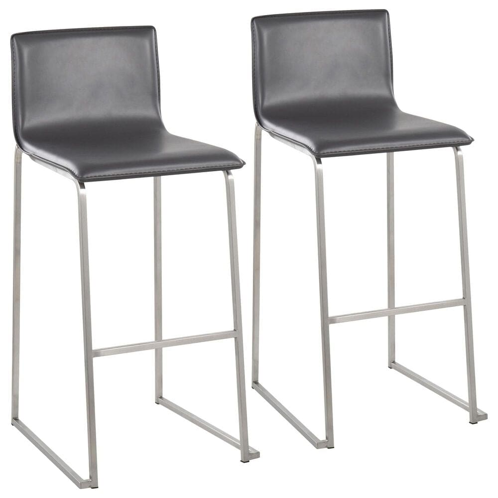 Lumisource Mara Barstool with Grey Cushion in Stainless Steel (Set of 2), , large