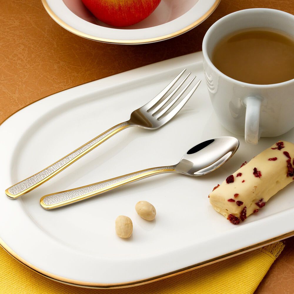 Gifts Plus 20-Piece Cetara Flatware Set with Gold Trimmed in Stainless Steel, , large