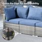 HOMLUX 7-Piece Patio Conversation Set with Grey Wicker in Denim Blue, , large