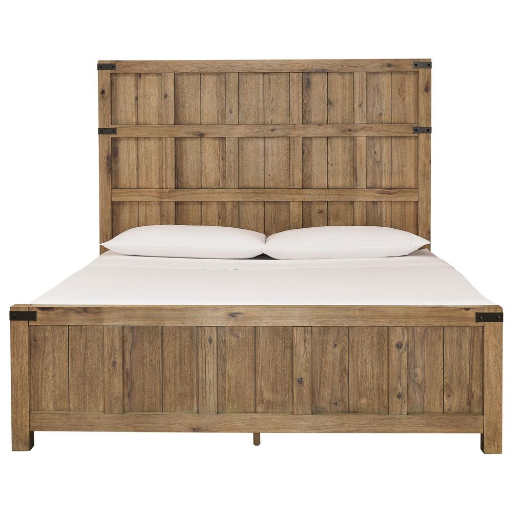Millenium Ridgester California King Panel Bed with Dresser and Nightstand in Light Brown with USB Ports, , large
