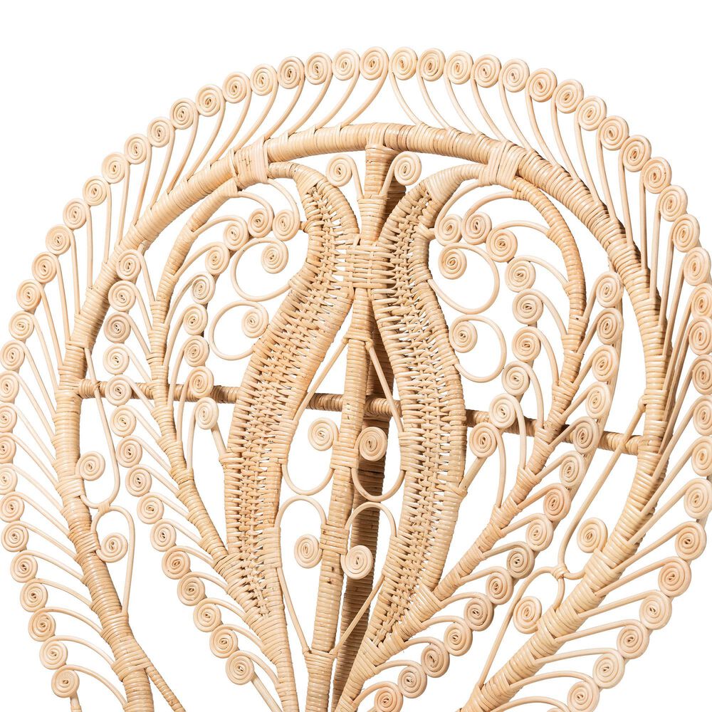 Baxton Studio Fedra Patio Accent Chair with Natural Brown Rattan in White, , large