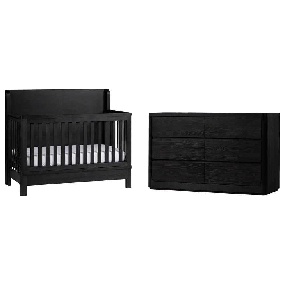 Eastern Shore Modena 2-Piece Convertible Crib and Dresser Nursery Set in Midnight Blue, , large