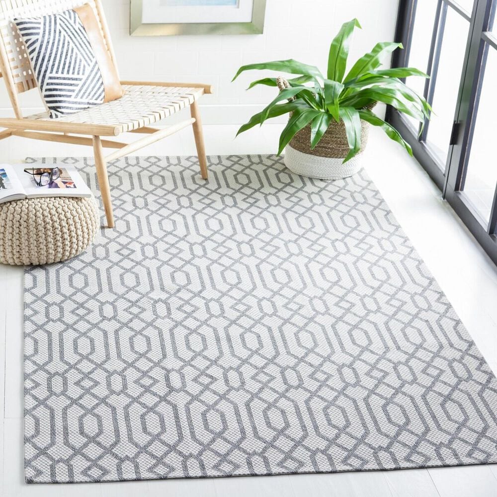 Safavieh Martha Stewart Cotton 6&#39;7&quot; x 9&#39; Silver and Grey Area Rug, , large