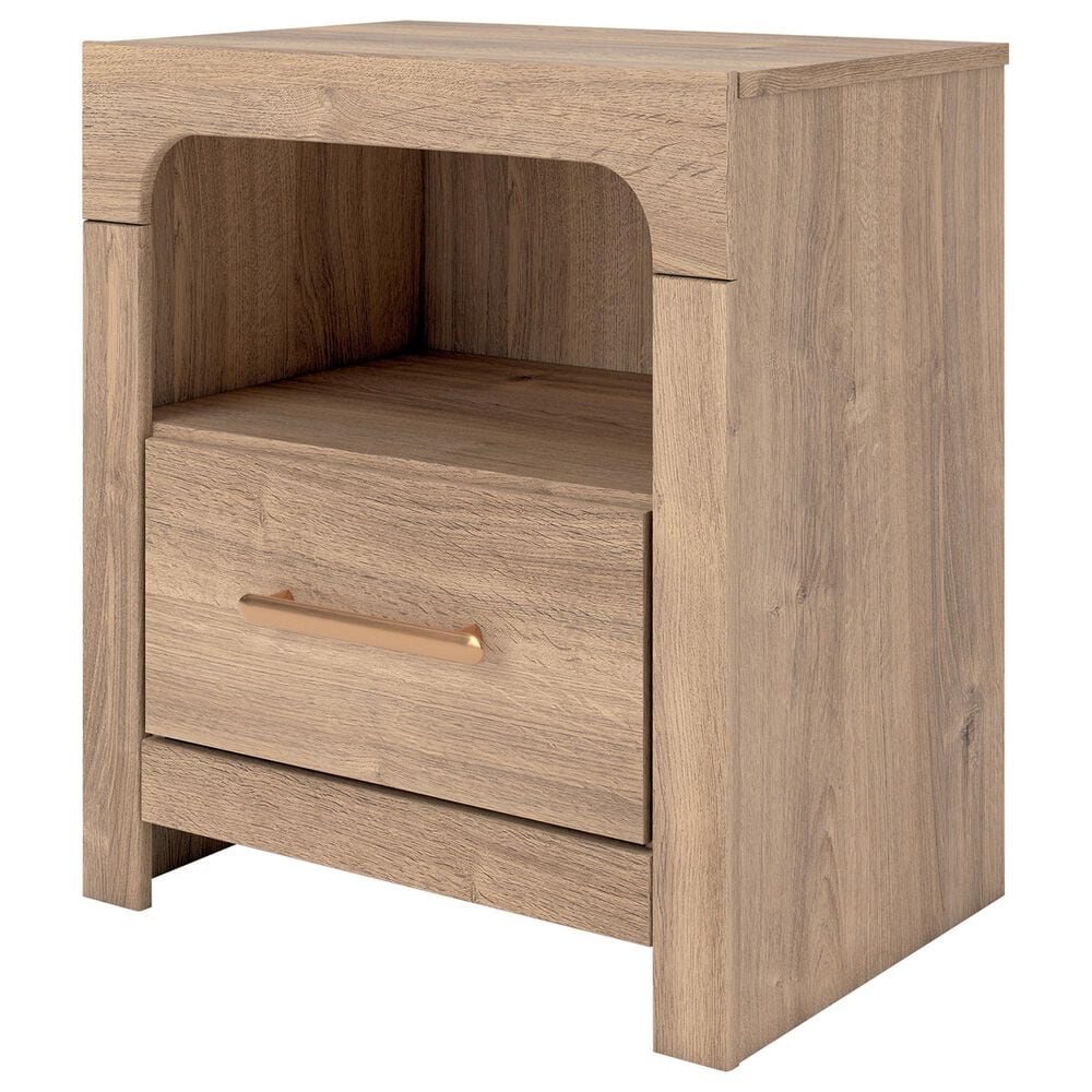 Ashley Kinlanni 1-Drawer Nightstand in Tan, , large