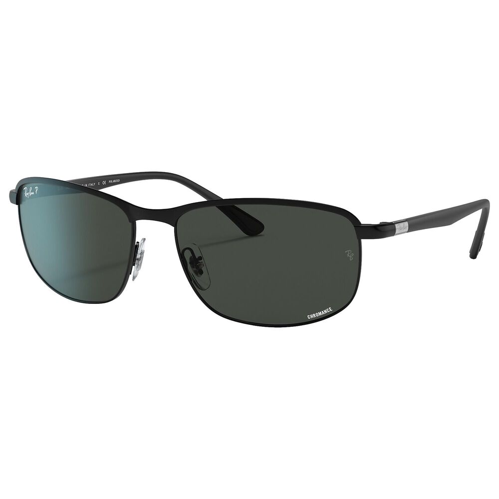 Ray-Ban Chromance Sunglasses with Dark Grey Lenses in Matte Black, , large