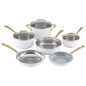 Cuisinart 10-Piece Nonstick Stainless Steel Cookware Set in Matte White, , large