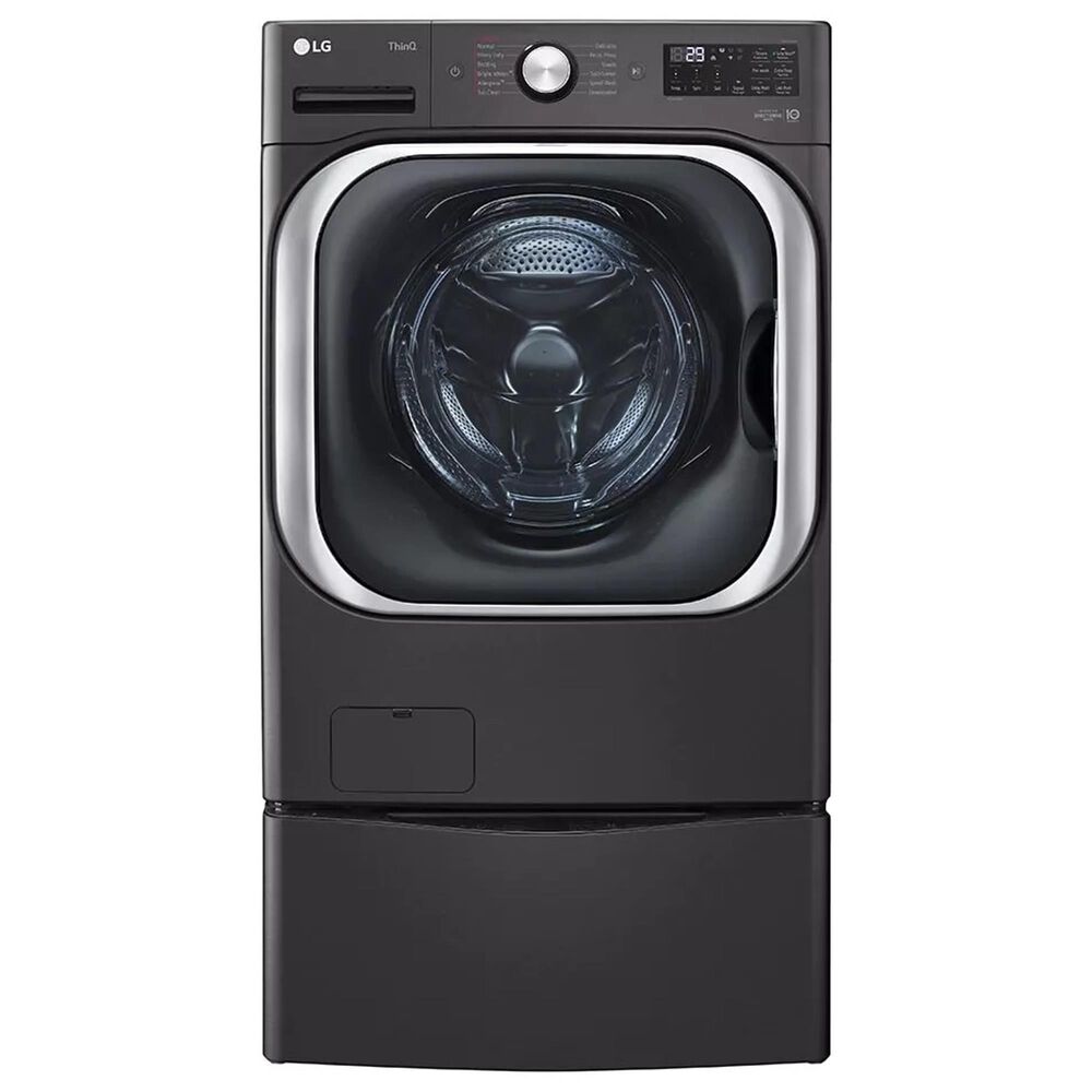 LG 5 Cu. Ft. Smart Front Load Washer with Pedestal in Black Steel, , large