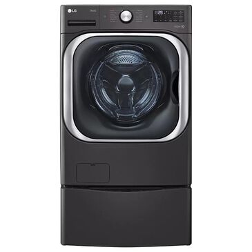 LG 5 Cu. Ft. Smart Front Load Washer with Pedestal in Black Steel, , large