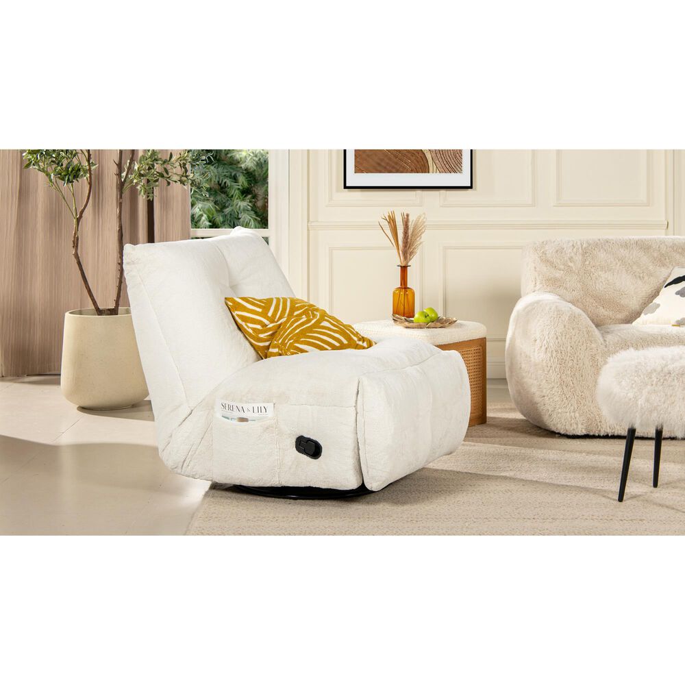 Jennifer Taylor Home Rearden Manual Swivel Glider Recliner in Pearl White, , large