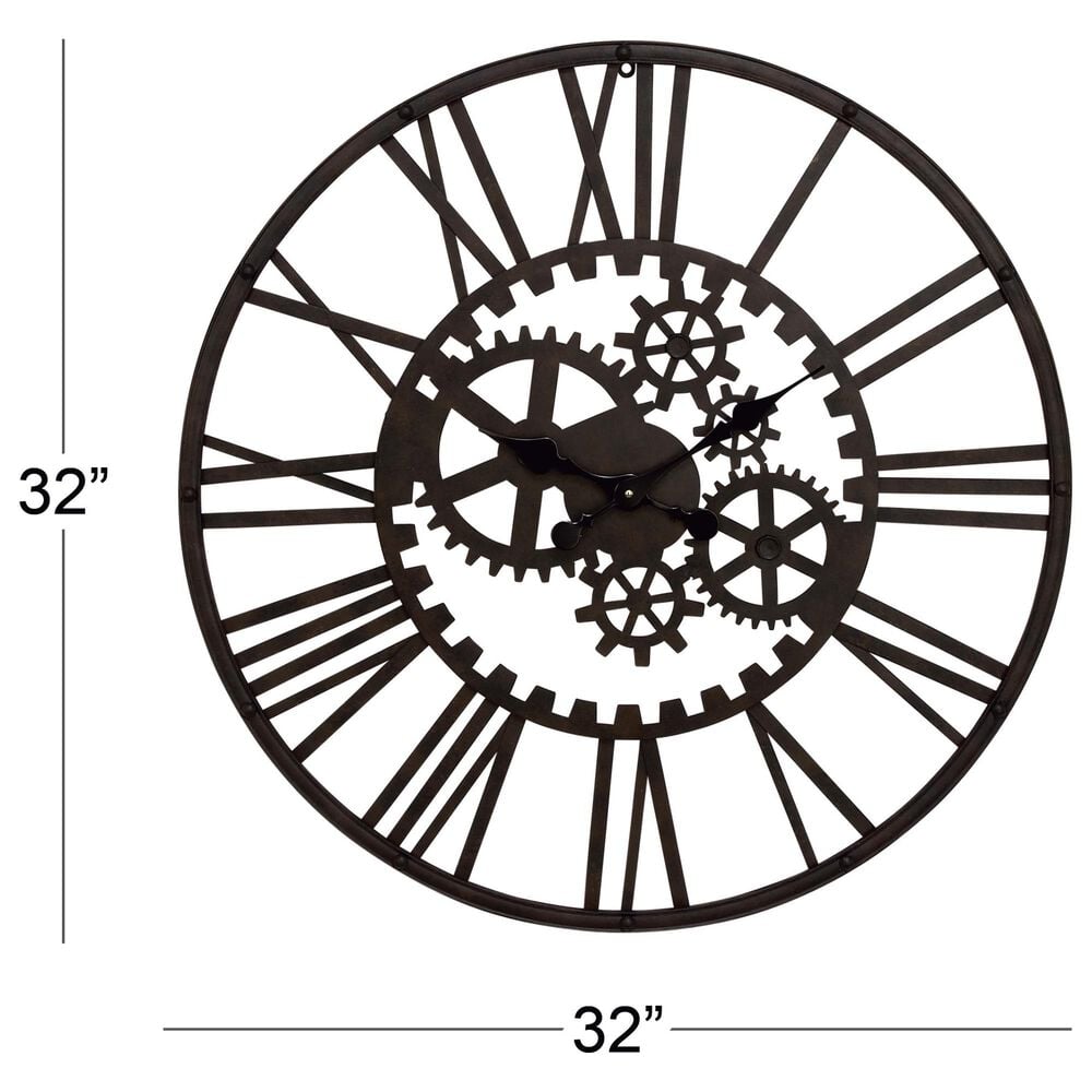 Maple and Jade Gear Decorative Wall Clock in Matte Black, , large