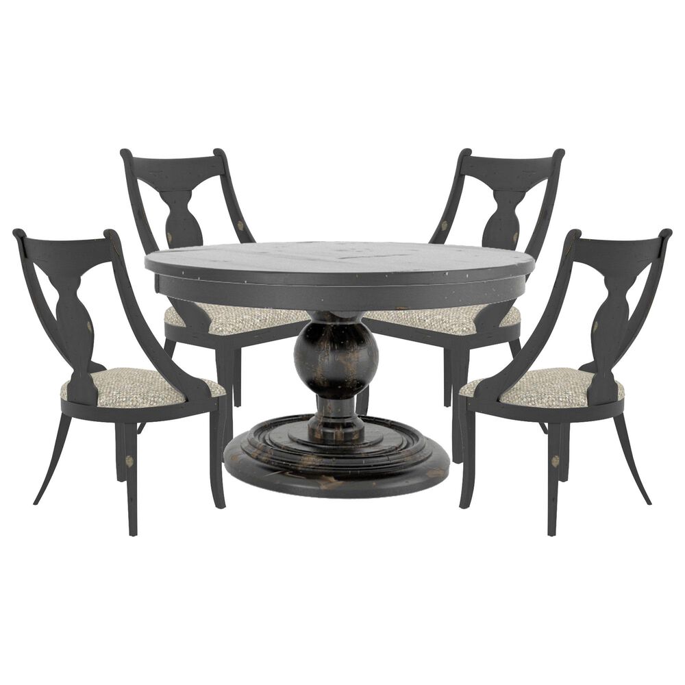 Canadel Champlain 5-Piece Round Dining Set in Distressed Black, , large