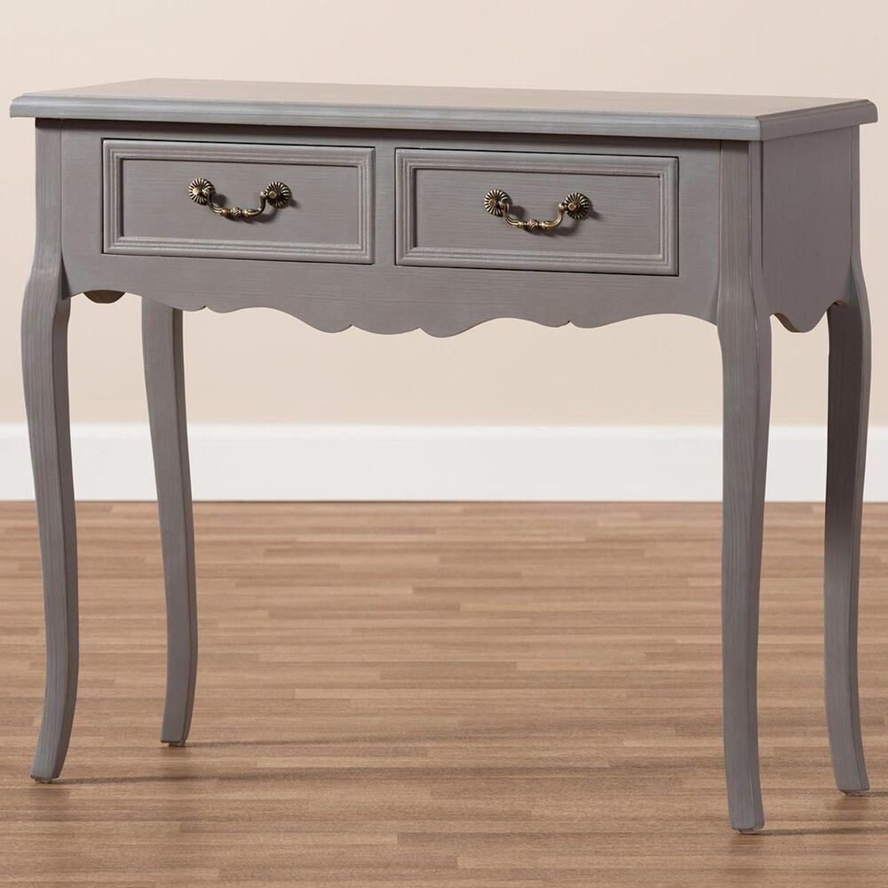 Baxton Studio Capucine 2-Drawer Console Table in Gray, , large