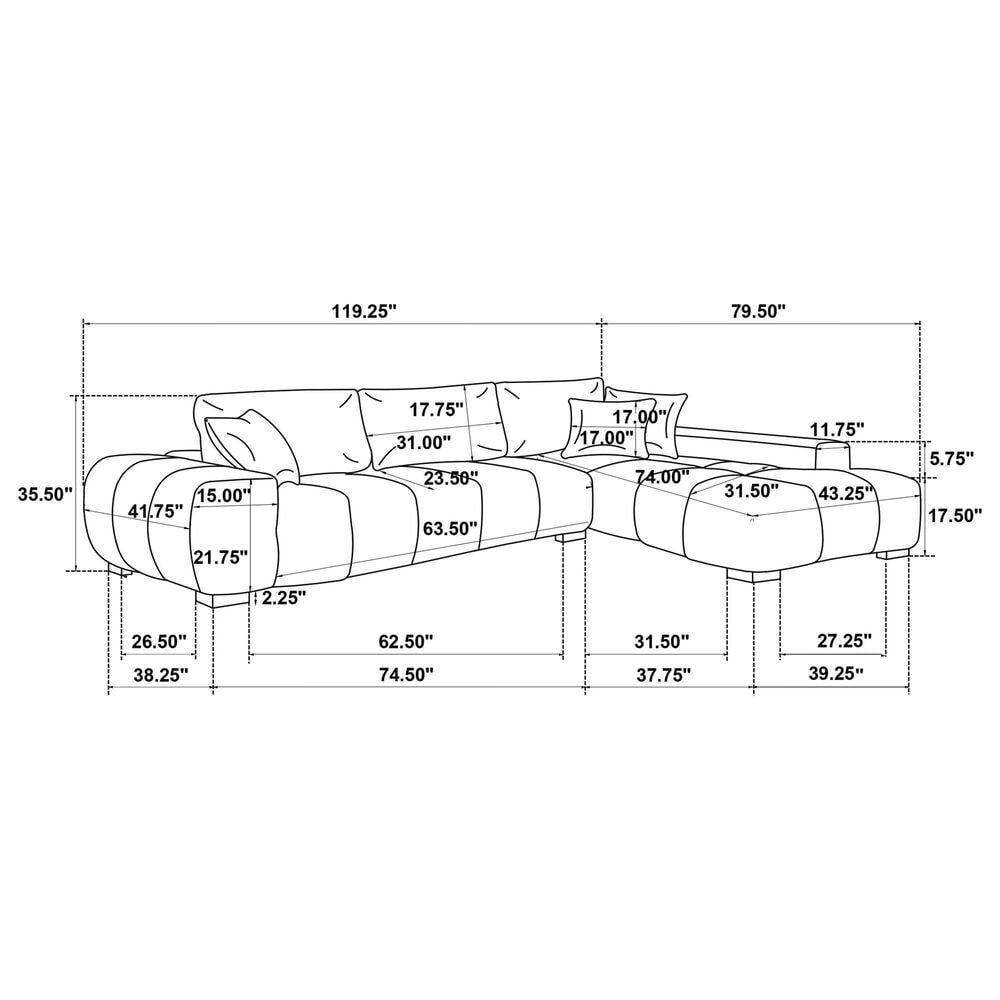 37B Octavia 2-Piece Stationary Right Facing Sectional with Chaise in Orange, , large