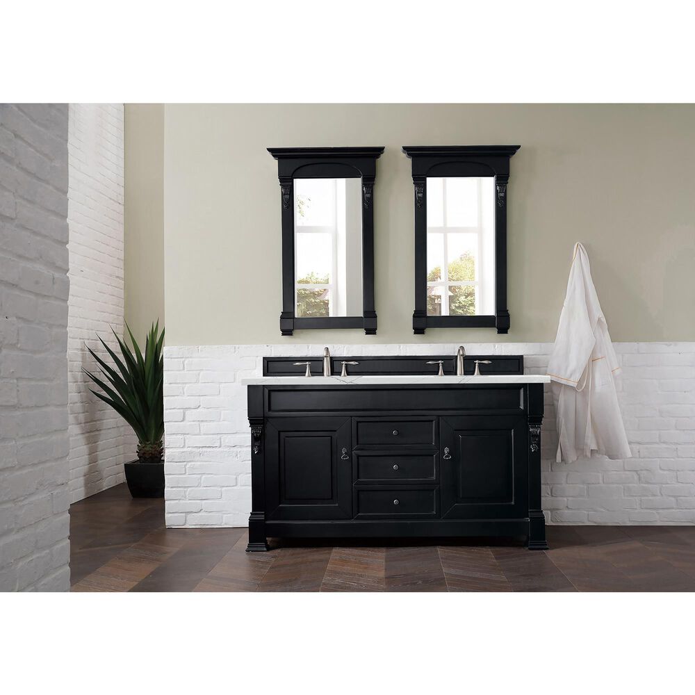 James Martin Vanities Brookfield 60&quot; Double Bathroom Vanity in Antique Black with 3 cm Ethereal Noctis Quartz Top and Rectangle Sink, , large