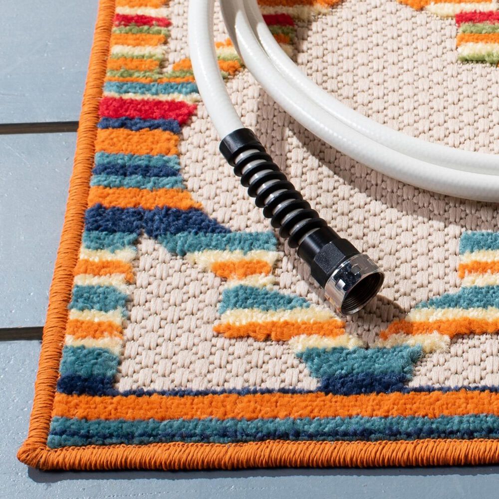 Safavieh Cabana CBN333A 9&#39; x 12&#39; Ivory and Orange Indoor/Outdoor Area Performance Rug, , large