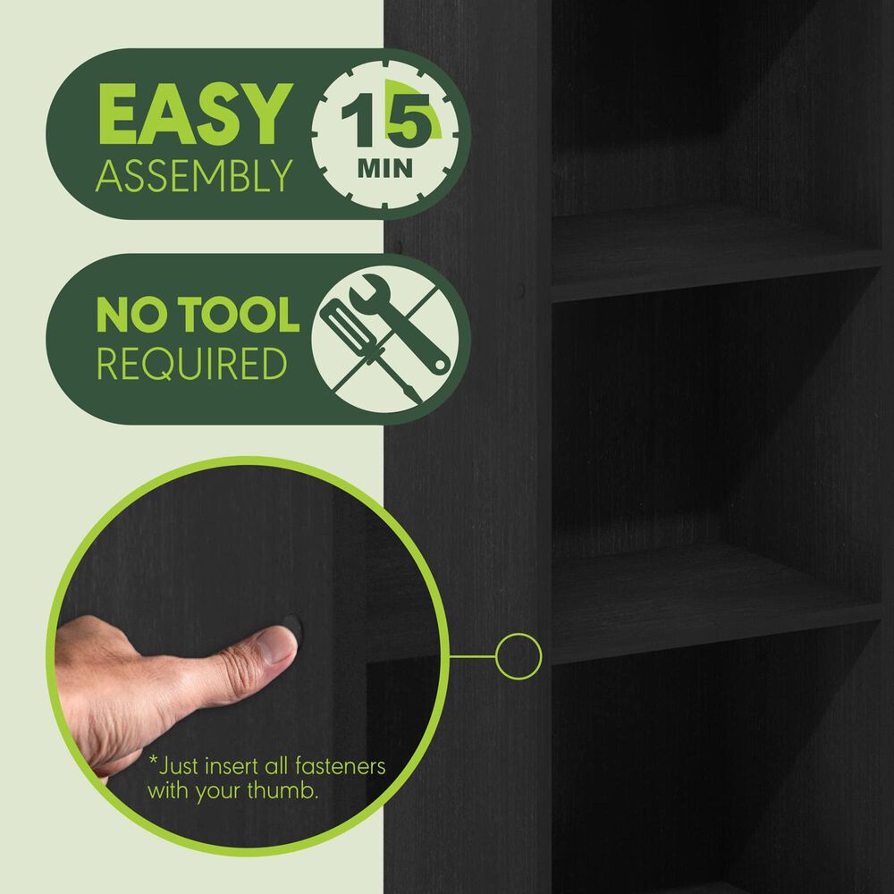 HOMLUX 3-Tier Open Shelf Bookcase in Blackwood, , large