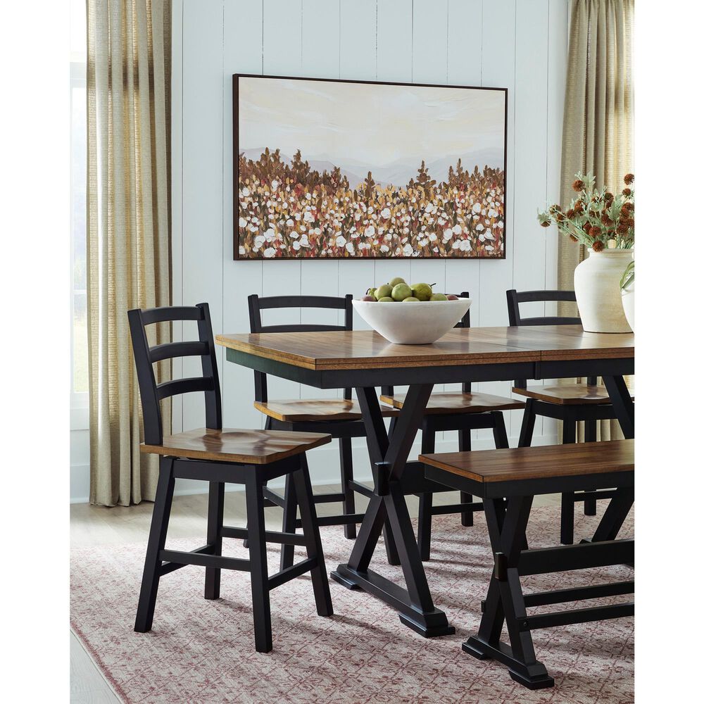 Ashley Wildenauer Swivel Counter Stool in Brown and Black, , large