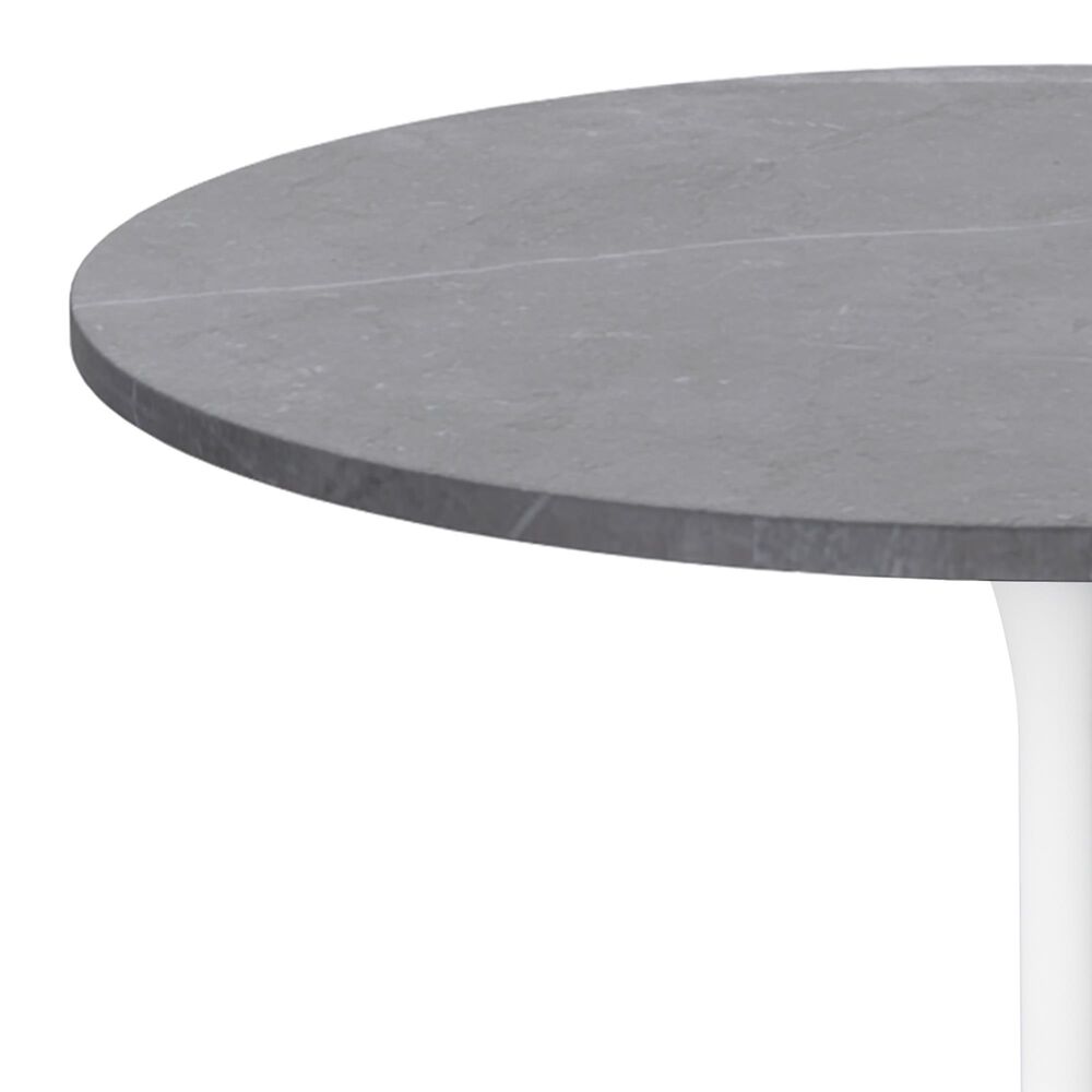 Leisuremod LeisureMod Verve Collection Modern Bar Height Table White Base with 36 Round Marble Grey Sintered Stone Top, , large