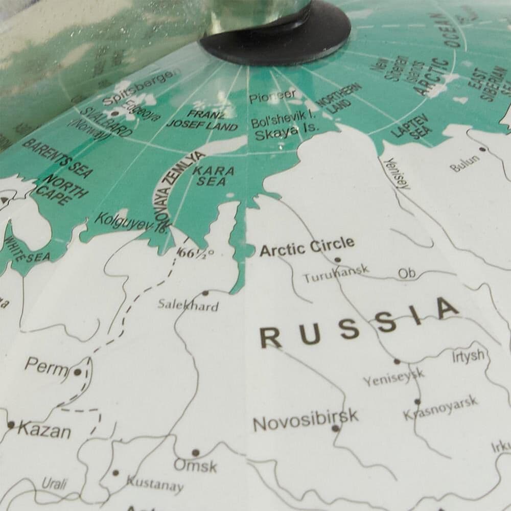 Maple and Jade World Map Educational Geographic Earth Globe in Teal, White and Satin Silver, , large