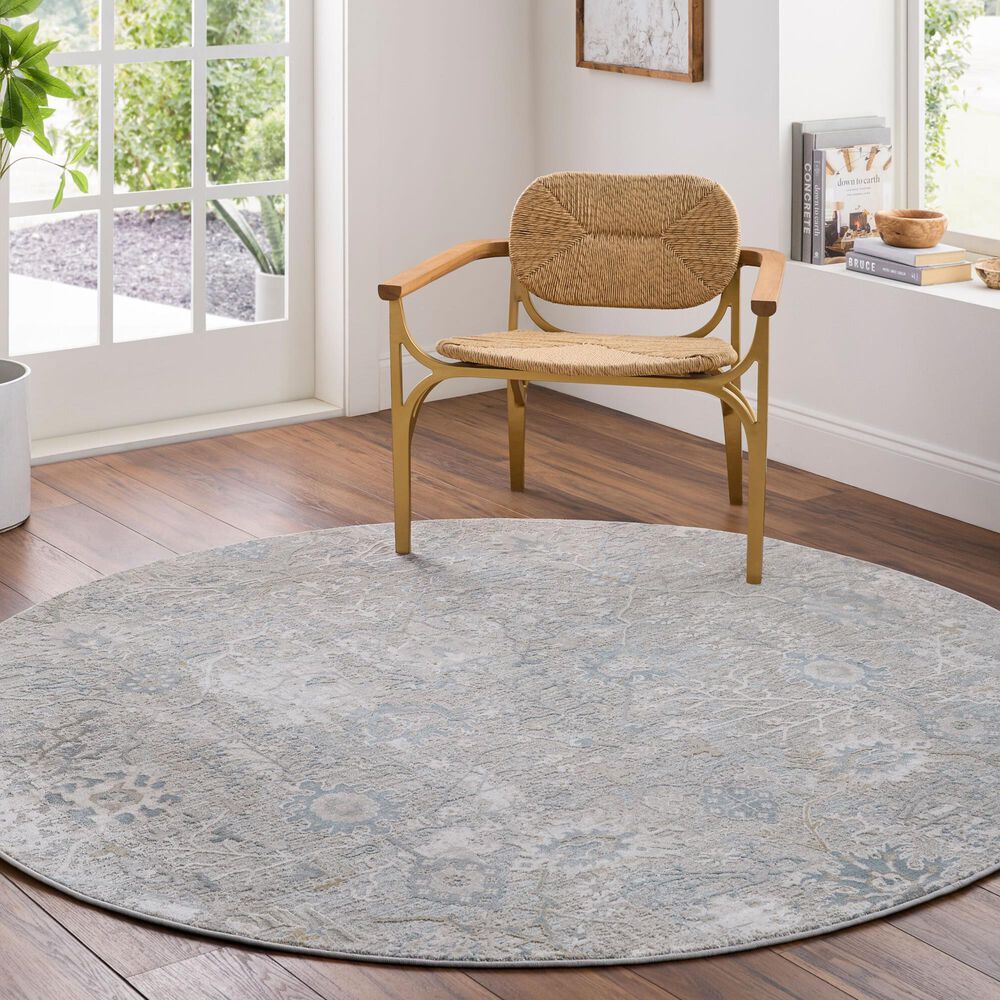 Surya Brunswick 5&#39;3&quot; Round Dusty Sage, Light Beige, Taupe, Medium Gray and Gray Area Rug, , large