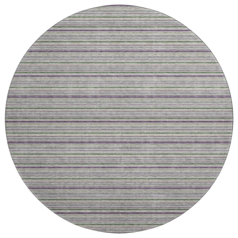 Dalyn Rug Company Soft Essentials Striped Pewter 8" Round Indoor/Outdoor Area Rug, , large