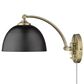 Golden Lighting Rey 1-Light Wall Sconce in Aged Brass and Black, , large