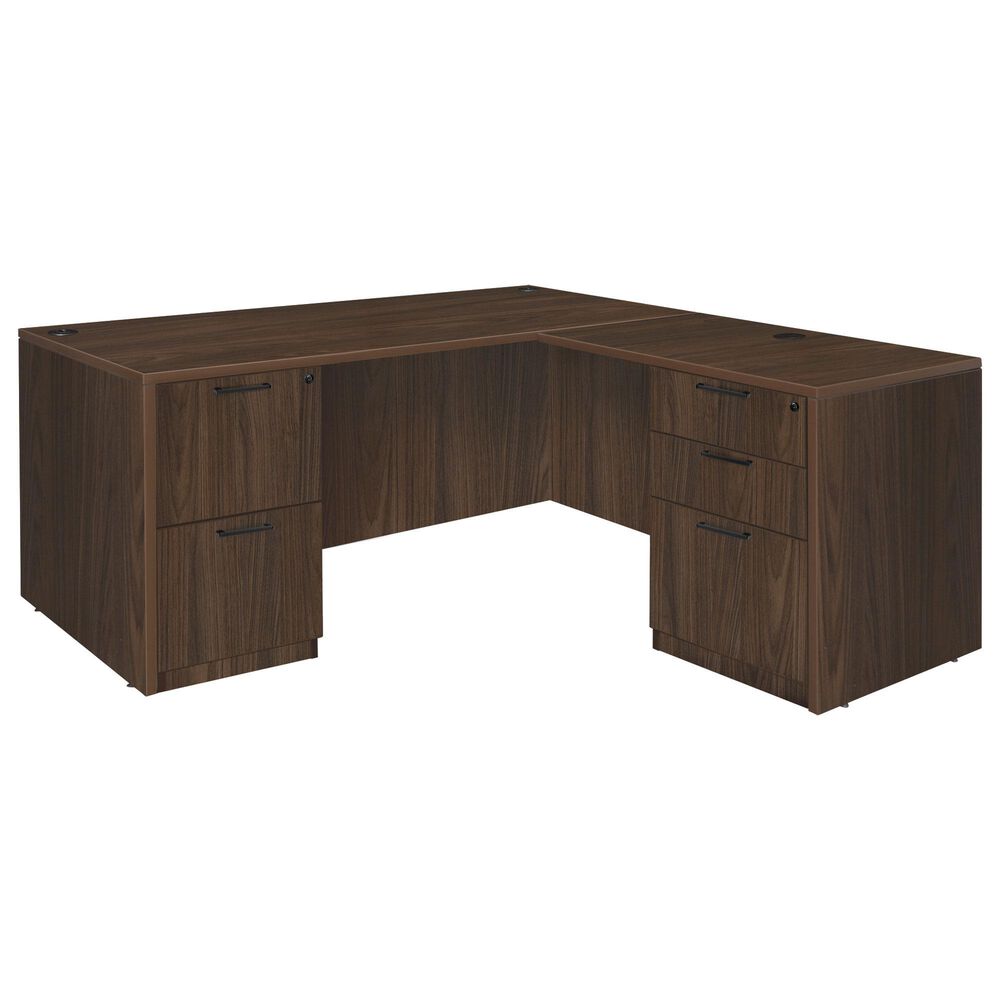 Regency Global Sourcing Legacy 71" L-Shaped Desk with Double Full Pedestal Drawer Unit in Neo Walnut, , large
