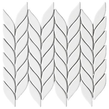 Emser Mythos White 11" x 13" Petal Ceramic Mosaic Sheet in White, , large