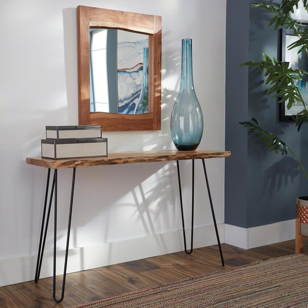 Bolton Furniture Hairpin Console Table and 24" Mirror in Natural, , large