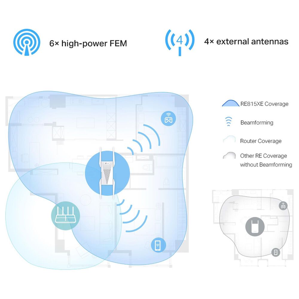 TP Link Mesh Wi-Fi 6E Range Extender in White, , large